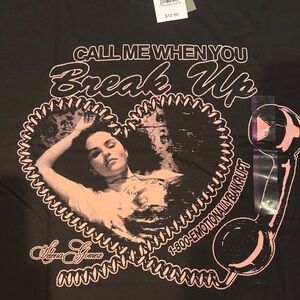 Black Short-Sleeve Tee with Pink Graphic Heart